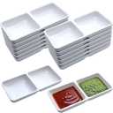 8 PCS Dual Dipping Sauce Bowls, 2-Compartment Melamine Plastic Dip Trays, Divided Sauces Dishes for Ketchup, Soy Sauce, Wasabi, BBQ, Appetizers, Perfect for Parties, Restaurants Family Gatherings
