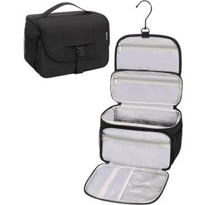 Relavel Toiletry Bag for Men, Hanging Toiletries Bag for Women Water Resistant Dopp Kit Shaving Bag, Travel Essentials Large Capacity Organizer Case for Toiletries Accessories, Black