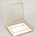 REDHUGO Large Glass Boxes for Display Handmade, Mirrored Bottom, Glass Jewelry Trinket Box with Lid, for Book, Photo, Keepsake Organizer, Display Case for Vanity Decor Home Dresser, Gold