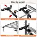 Long Headboard Bracket Adjustable Bed Base Bed Extra Thick Steel Universal Kit Heavy Duty No Noise No Wobble Easy Install Black Compatible Queen King Full Twin