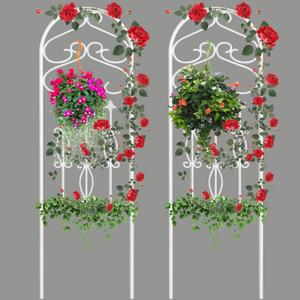 AMAGABELI GARDEN & HOME 2 Pack 60 x 18 Garden Trellis for Climbing Plants Outdoor Trellis for Climbing Roses Plant Trellis Vegetables and Flower Vine White Trellis for Ivy Cucumbers