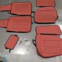 Coverado Rear Seat Covers, Faux Leather Car Seat Cover Back Seat, Dog Back Seat Cover, Red Backseat Car Covers, 3-Pieces Waterproof Seat Covers, Universal Car Seat Protector Fit Most Cars