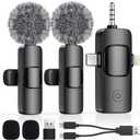 3 in 1 Mini Wireless Lavalier Microphone for All Devices (iOS, Andriod, Camera, PC) - Noise Reduction Lapel Mic for Recording, Clip on Omni Lav Mic for Video Recording, Tiktok, YouTube, Vlog (Black M2 3IN1)
