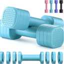 Zempox Adjustable Dumbbell Set of 2, 4 in 1 Free Weights Dumbbells Set for Women, Hand Weights for Women at Home, Each 2lb 3lb 4lb 5lb with TPU Soft Rubber Handle for Home Gym Exercise Training (Blue)