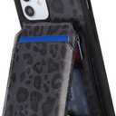 iCoverCase Wallet Case for iPhone 12/12 Pro Compatible with MagSafe, Magnetic Detachable Card Slots Holder PU Leather Kickstand Wireless Charging Case 6.1 Inch (Black Leopard)