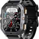 Gravity C28 Rugged Smartwatch  AI Watch Face, 100+ Sports Modes, Bluetooth Call, Waterproof, Heart Rate & Sleep Monitoring, Fitness Tracker for Men & Women (Black)