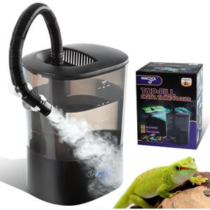 WACOOL Reptile Fogger Mister 4L No-Leak Top-Fill Water Humidifier - Digital Timer Terrarium Fogger with Adjustable Fog Volume and Silent Operation for Snake/Gecko/Gecko Tanks