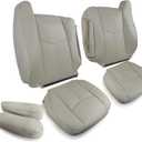 AUTOKAY Driver and Passenger Side Bottom and Top Lean Back Leather Seat Cover Tan for Cadillac Escalade 2003-2006