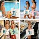 Beach Bags for Women Large Waterproof Beach Travel Tote Bags Sandproof Swim Pool Bag Canvas Zipper Big Tote