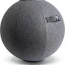 Sitting Ball Chair for Office and Home, Pilates Exercise Yoga Ball with Cover for Balance, Stability and Fitness, Ergonomic Posture Exercise Ball Seat with Handle and Pump (24 inch, Gray)