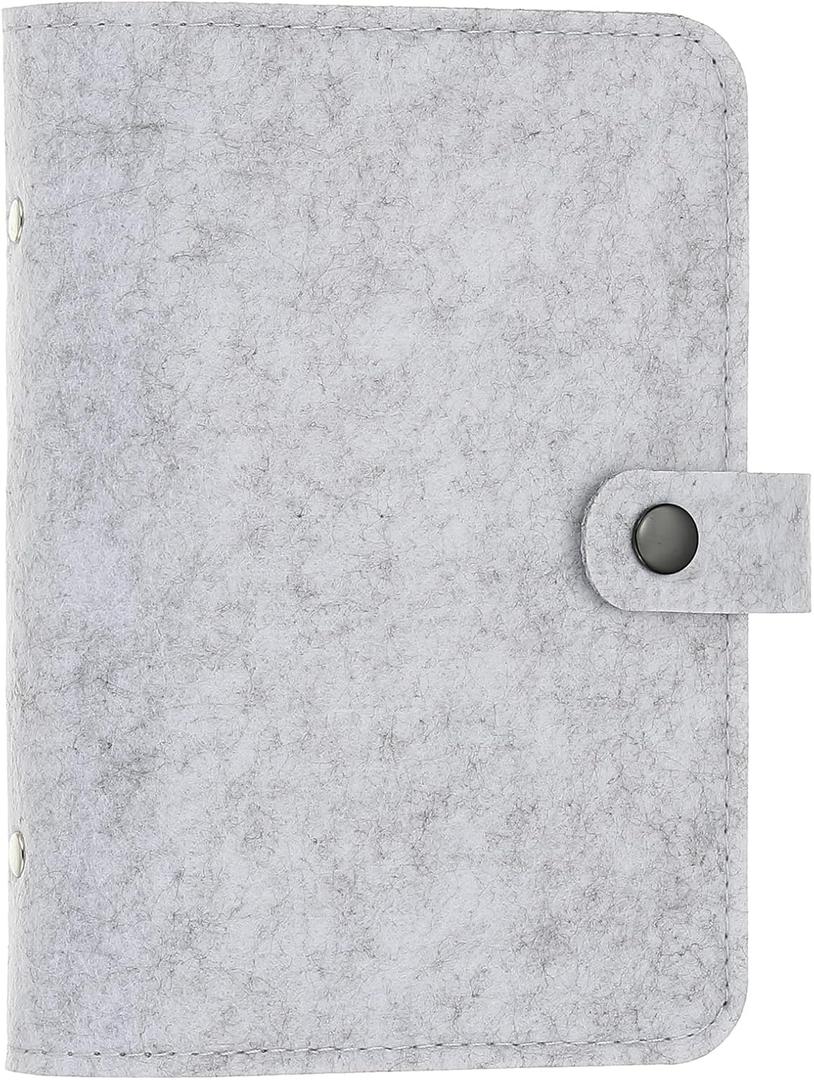 PATIKIL A6 Felt Binder, 6 Ring Soft Cover Refillable Notebook Binder with Pocket for Filler Paper Budget Journal Diary Accessories, Light Gray