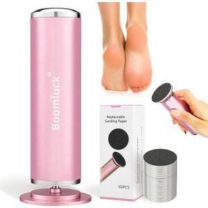 Electric Foot Callus Remover,Upgrade Electric Foot File,Adjustable Speed Foot File Callus Remover with 60 Pcs Sandpaper Discs for Dead,Dry Cracked,Tough Skin and Calluses(Pink) (2 Count (Pack of 1))