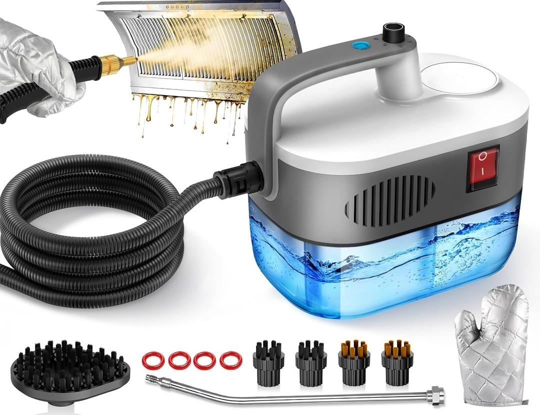 Steam Cleaner, 6-Level Adjustable, 10s Heat-Up, 1200ML Large Tank, 2500W Portable Steamer for Cleaning with Multi-Surface Accessories, Handheld Steam Cleaner for Home & Car, Dirt, Grease, Grout,Tile (Gray)