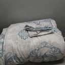 WONGS BEDDING Aqua Comforter Set King Size, Damask Texture 7 Pieces Bed in a Bag Microfiber Bohemian Comforter Bedding Sheet Set with Comforter, Flat Sheet, Fitted Sheet, Pillow Shams, Pillowcases