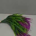 10 Bundles Artificial Plants Outdoor Fake Grass with Flowers UV Resistant Greenery Garden Porch Window Box Decorating (Magenta)