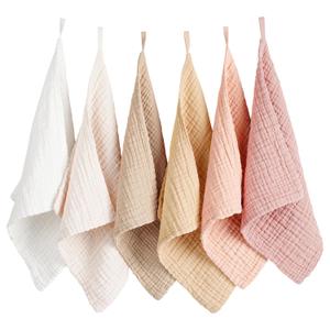 Konssy 6 Pack Baby Muslin Washcloths for Unisex 100% Cotton Wash Cloth Set for Baby Face Body Comfy and Soft for Newborn Infants Kids Girls and Boys (Apricot Color)