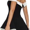 Women's Off Shoulder Mini Dress Slimming Summer Sleeveless Sexy Corset Short Party Bodycon Y2K Dresses (Black, L)