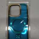 [CD Ring Compatible with MagSafe Invisible Stand] Magnetic for iPhone 15 Pro Case, [Electroplated Bumper Non-Yellowing][Look as Bare iPhone] Slim Clear Case with Holder for Women Men Girls (Gold)