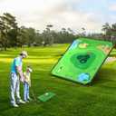 BaiYuan Portable Golf Chipping Game Set for Dads & Junior Golfers, Indoor, Outdoor Backyard & Lawn Fun with 24 Sticky Balls, Putting Mat, 2 Putter & Carry Bag - Family Golf Gifts, 71"x71"