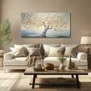 JuhaiArt Tree Canvas Art White Wall Decorations Light Blue Wall Picture for Living Room Bedroom Home Office Gold Artwork Art 24" x 48"