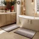 BSICPRO Bathroom Rugs and Mats Sets, 2 Piece Thick Absorbent Chenille Bath Mat Rug Set Non Slip, Soft Shaggy Bath Room Floor Mats for Bathroom, Machine Washable (Brown, 20" x 32" Plus 16" x 24")