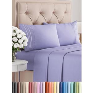 Queen Size 4 Piece Sheet Set - Comfy Breathable & Cooling Bed Sheets Set - Hotel Luxury Bedding for Women, Men, Kids, Teens, Boys & Girls - Deep Pockets, Ultra-Soft, Wrinkle Free - Oeko-Tex - Lavender