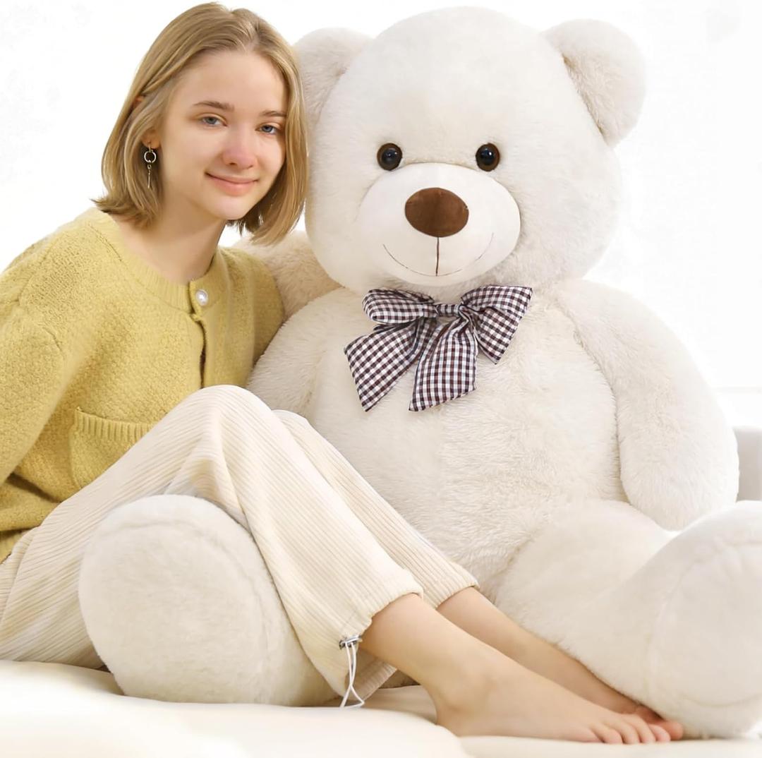 Misscindy Giant Teddy Bear Plush Stuffed Animals for Girlfriend or Kids 47 inch, (White)
