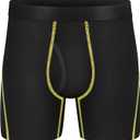 Men's Viscose Boxer Briefs Performance Breathable Comfy Silk Waistband 6 Boxer Briefs Fly 5Pack (Black, S)