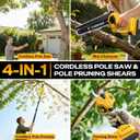 4-in-1 Cordless Pole Saw & Electric Pruning Shears Combo for De Walt 20V MAX Battery (No Battery), Brushless 8 Inch Mini Chainsaw, 15.8 FT Max Reach, Tree Trimmer & Branch Cutter