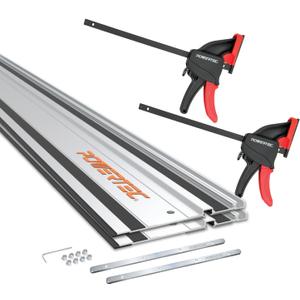 POWERTEC 110" Track Saw Guide Kit for Makita and Festool, Includes 2PK 55" Guide Rails, 2PK Guide Rail Connectors, and 2PK 8-3/4 Inch Track Saw Clamps (72072)