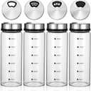 4Pcs Salt Pepper Shakers with Adjustable Outlet Holes, 10 oz Clear Glass Shaker Bottles, Salt Shakers for Kitchen, Spice Seasoning Cans for Kitchen Decor Home Restaurant BBQ Camping (300ML)