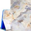 KEROM Case for Fire HD 10 & HD 10 Plus Tablet (13th/11th Generation, 2023/2021 Release), PU Leather Folio Stand Cover Case for All-New Fire HD 10.1 inch Tablet, Auto Sleep Wake - White Marble