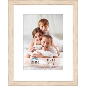 Icona Bay - 8x10 Light Oak Picture Frame with Removable Mat for 5x7 Photo - Modern Style Engineered Wood Frame - Table Top or Wall Mount - Bliss Collection