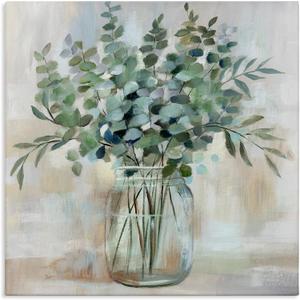 Stupell Industries Soothing Eucalyptus Flower Herb Arrangement Rustic Jar Canvas Wall Art, Design by Nan (17L" x 1.5W", Gallery Wrapped Canvas)