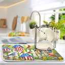 Birdhouses Flowers Garden Dish Drying Mats 16" x 18" Dish Drainer Rack Mat Microfiber Drying Pad Kitchen Countertop Mat