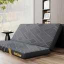 Vamcheer Foldable Mattress Queen Size, 4 Inch Tri Folding Mattress, Handle & Non-Slip Bottom with Washable Cover for Travel RV Camping Guest Room, 78"x58"x4", Grey