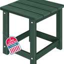 LZRS Square Patio Side Table, Heavy Duty HDPE Outdoor End Table with Wood Texture, Weatherproof Composite Table for Adirondack Chairs, Deck, Pool, Indoor/Outdoor, No Peeling or Cracking(Dark Green)