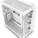 NZXT H9 Flow Dual-Chamber ATX Mid-Tower PC Gaming Case  High-Airflow Perforated Top Panel  Tempered Glass Front & Side Panels  360mm Radiator Support  Cable Management  White (Non RGB Fans)