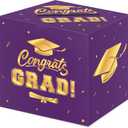 5 x Graduation Decorations 2026 Card Box, Purple Gold Congrats Grad Paper Gift Crad Boxes Holder for Class of 2026 Graduation Party Decoration Supplies Table Decor Favors Props Decor, 9 x 9 x 9 inches