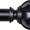 KAMANINA Curtain Rods for Windows 48 to 84 Inch, Black Heavy Duty Curtain Rod Adjustable, 7/8 Inch Single Decorative Drapery Rod 32 to 86 Inch(2.6-7.1Ft), Netted Texture End