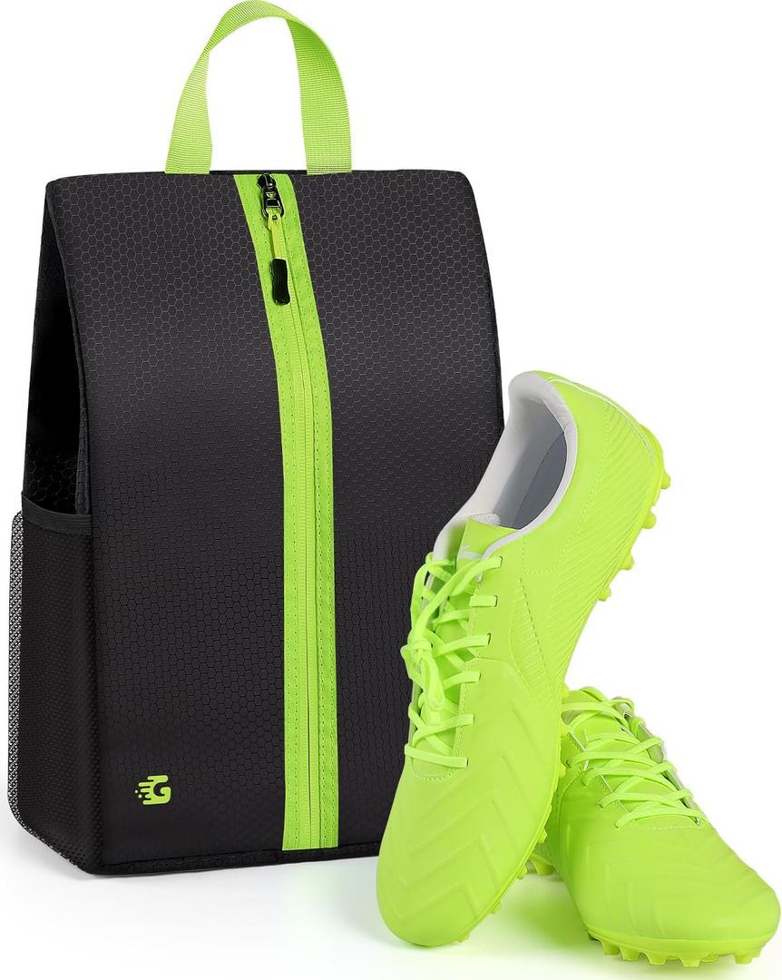 Youth Soccer Cleat Bag - Odor-Absorbing Lightweight Shoe Organizer | Smell-Proof Travel & Gym Storage with Active Carbon Fabric (Fits Spikes, Cleats, Basketball, Volleyball (UP TO US11, Black)