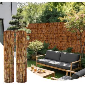 4FT X 10FT Natural Reed Fence, 2Pack Bamboo Privacy Fencing 4ft High Decorative Reed Screen for Outdoor Patio Balcony Garden Backyard 4FT (Height) X 10FT(Length)