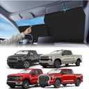 KUST Upgraded Retractable Sunshade - 【Only fit for Pickup Truck】 - Car Window Sunshades Adjustable Auto Thickened Sunshade- Silver & Black - Car Accessories for All Season - Blocks UV Rays