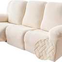 Genina Recliner Sofa Cover Stretch Couch Covers, Sofa Slipcover for Reclining Couch Thick Jacquard Furniture Protector Washable (Beige, 3 Seat) (72-111 in 3 Seater)