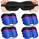 Bonuci 12 Pack Sleep Mask Blackout 3D Eye Mask for Ultralight Sleeping Night Blindfold Eye Covers with Adjustable Strap for Men Women Travel Gift Back and Side Sleeper(Purple, Black, Blue)