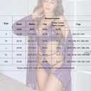 Avidlove Women Sexy Lingerie Set 2 Piece Lace Teddy with Mesh Kimono Robe Bodysuit Nightgown (Purple, XL)