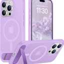 Temdan Magnetic Compatible with iPhone 15 Pro Max Case, [Built-in Invisible Kickstand][Compatible with MagSafe][Military Grade Shockproof] Slim Translucent Matte Phone Case for iPhone 15 Pro Max 6.7" (Light Purple)