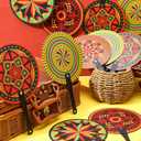 Roowest 50 Pcs African Plastic Fans 5 Styles African Party Favors Bulk Round Handheld Fans for Women Summer Wedding Birthday Party Gifts Community Supplies