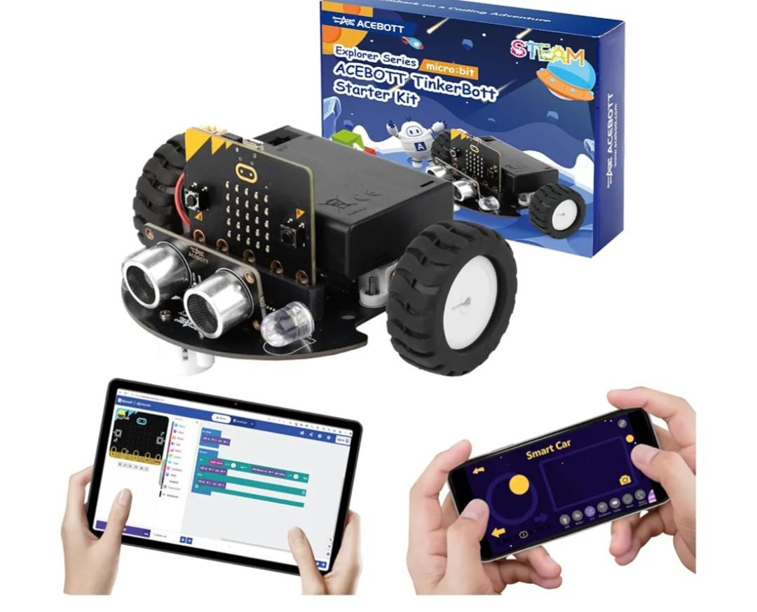 ACEBOTT Robotics for Kids Ages 8–12 12-16, Smart Robot Car Kit Compatible with BBC Micro:bit V2,STEM Toys Coding Robot Kit Compatible with LEGO,Gift for Kids and Teens(Included Micro:Bit)