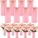 Mimorou 8 Pcs 7.48 Inch Wedding Vases for Centerpieces Mason Jars with Twine Bow Galvanized Metal Flower Vase Rustic Vintage Farmhouse Tin Bucket for Wedding Home Table (Pink)